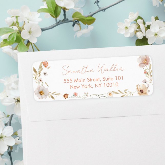 Boho Flower Baby Shower  Return Address Label (Boho Flower Baby Shower Custom Adress Label)