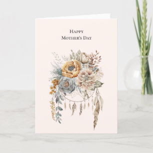 Boho Flower Bouquet and Dreamcatcher Mother's Day Holiday Card