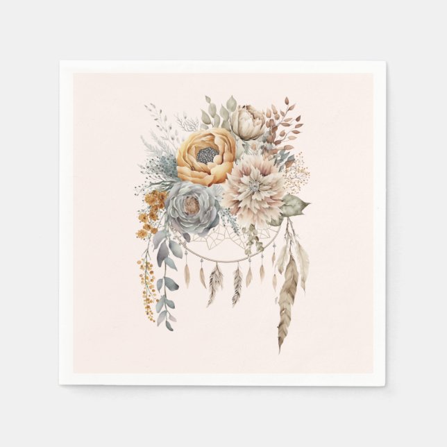 Boho Flower Bouquet and Dreamcatcher Napkin (Front)