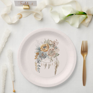 Boho Flower Bouquet and Dreamcatcher Paper Plate