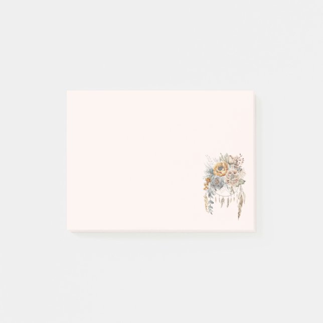 Boho Flower Bouquet and Dreamcatcher Post-it Notes (Front)