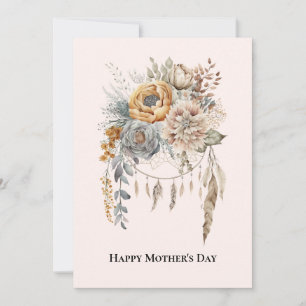 Boho Flower Bouquet in Neutral Colours Mother's Da Holiday Card