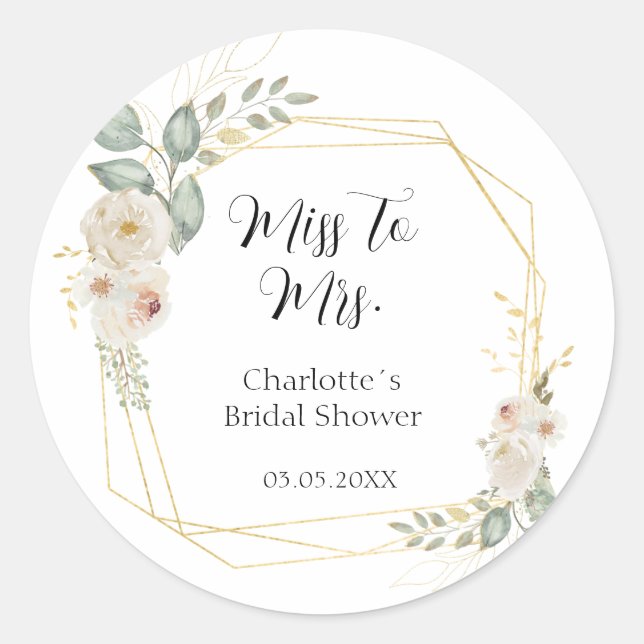 Boho Flower Bridal Shower Classic Round Sticker (Front)