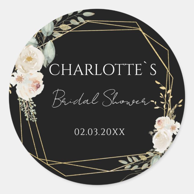 Boho Flower Bridal Shower   Classic Round Sticker (Front)