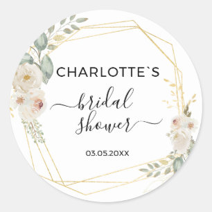 Boho Flower Bridal Shower Classic Round Sticker