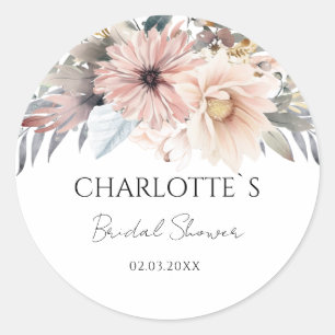 Boho Flower Bridal Shower  Classic Round Sticker