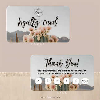 Boho | Flower Cactus | Aesthetic | Loyalty Card