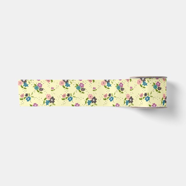 Boho Flower Clusters Satin Ribbon (Front)