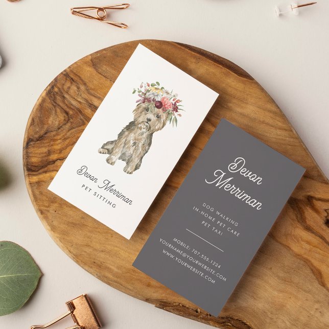Boho Flower Crown Pup | Pet Care Business Card (Creator Uploaded)