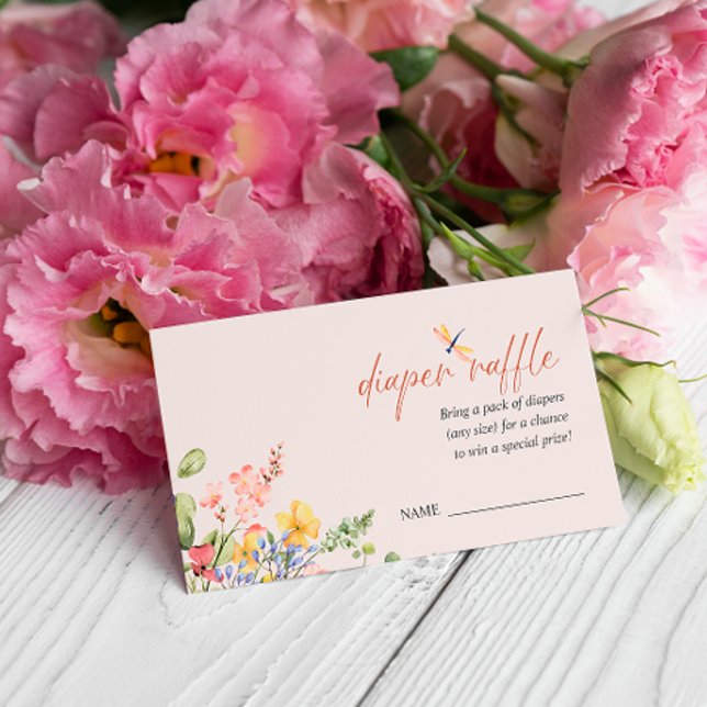 Boho Flower Dragonfly BABY SHOWER DIAPER RAFFLE Enclosure Card (Creator Uploaded)