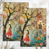 BOHO FLOWER GIRL DECOUPAGE