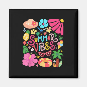 Boho Flower Hello Summer Vibes Funny Beach Life Me Magnet