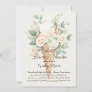Boho flower ice cream cone, Greenery ice cream Invitation