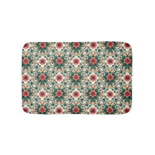 Boho Flower Magic - in Shades of Green and Pink Bath Mat
