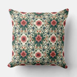 Boho Flower Magic - in Shades of Green and Pink Cushion