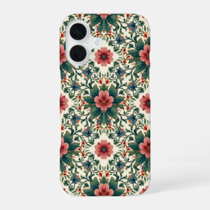 Boho Flower Magic - in Shades of Green and Pink iPhone 16 Case