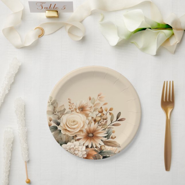Boho Flower Paper Plate (Wedding)