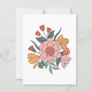 Boho flower postcard
