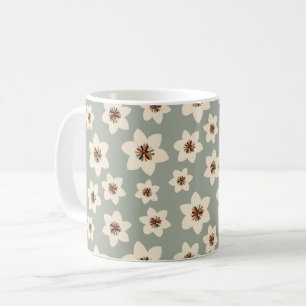 Boho flower - sage green background Coffee Mug
