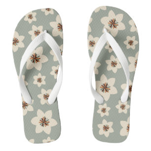 Boho flower - sage green background thongs