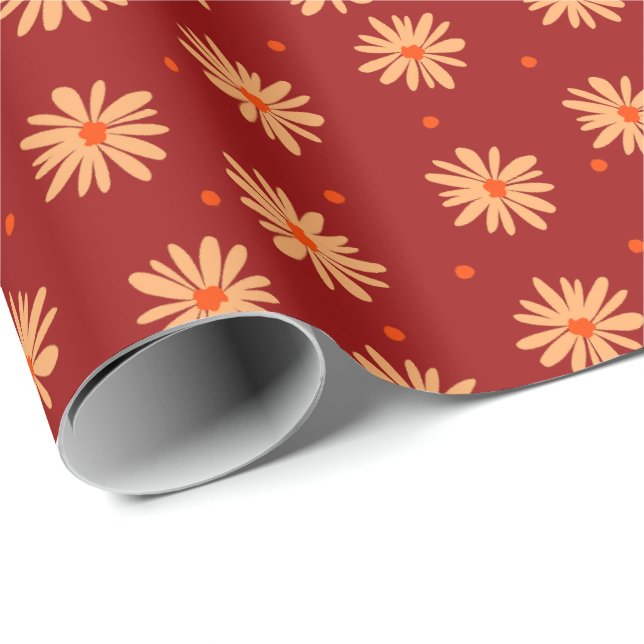 Boho Flower Seamless Pattern  Wrapping Paper (Roll Corner)