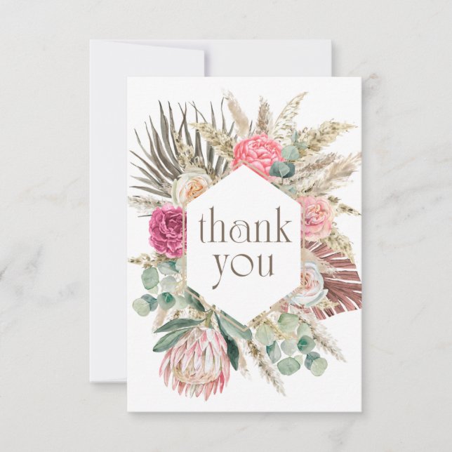 Boho Flower Shower Thank You Card (Front)