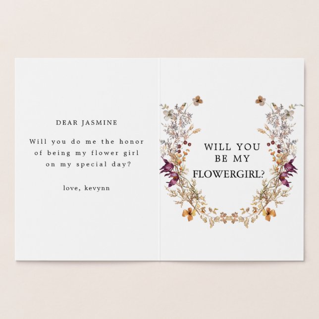Boho Flower Will You Be My Flower Girl Card (Inside)