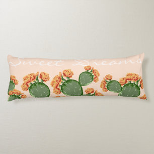 Boho Flowering Prickly Pear Cactus Sweet Dreams Body Cushion