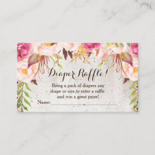 boho flowers baby shower diaper raffle cards