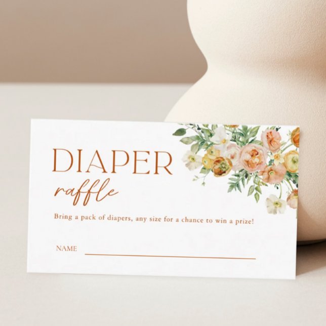 Boho Flowers Baby Shower Diaper Raffle Ticket Enclosure Card (Creator Uploaded)