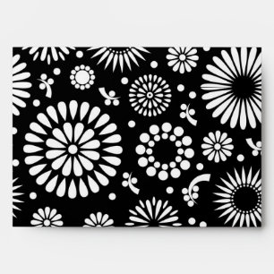 Boho flowers Black and White vector floral pattern Envelope