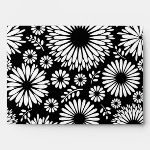 Boho flowers Black and White vector floral pattern Envelopes