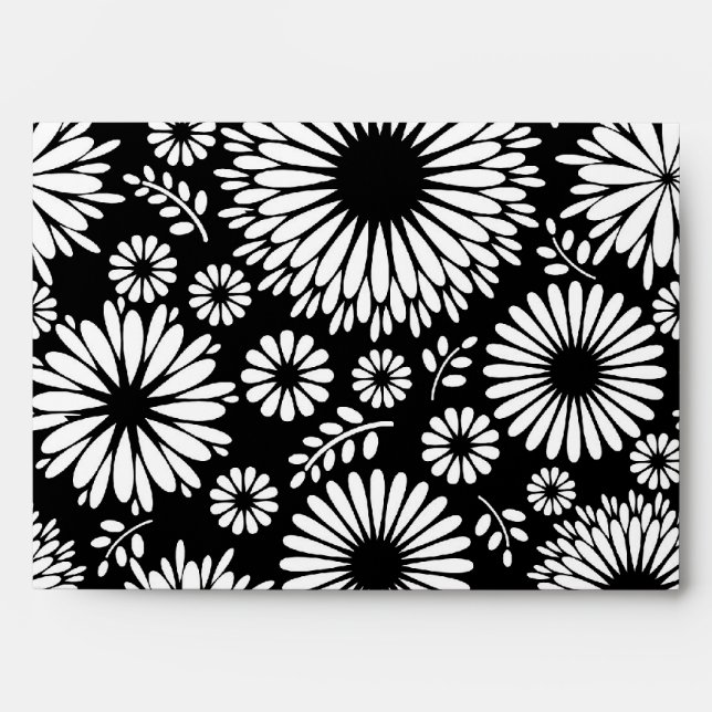 Boho flowers Black and White vector floral pattern Envelopes (Front)