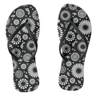 Boho flowers Black and White vector floral pattern