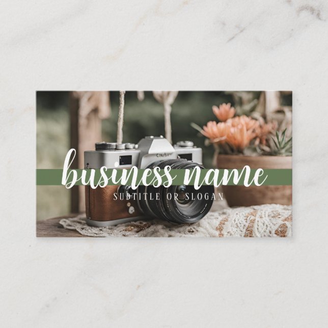 Boho Flowers & Camera Business Card (Front)