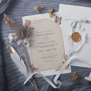 Boho Flowers Elegant Modern Budget QR Code Wedding Invitation
