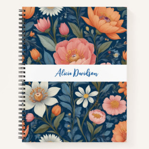 Boho Flowers Folklore Style your name Notebook