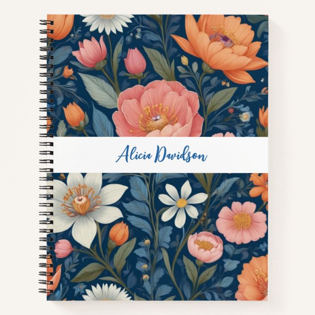 Boho Flowers Folklore Style | your name Notebook (Front)