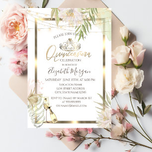 Boho Flowers Frame Wine Quinceanera Invitation