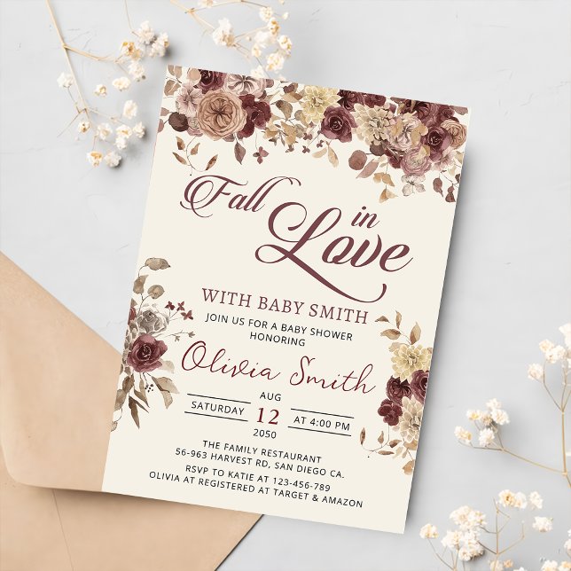 Boho Flowers Garden Fall in Love Baby Shower  Invitation (Creator Uploaded)