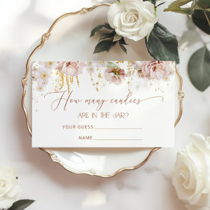 Boho flowers guess how many candies enclosure card