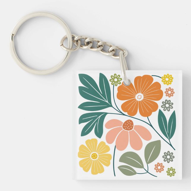 Boho Flowers Key Ring (Front)