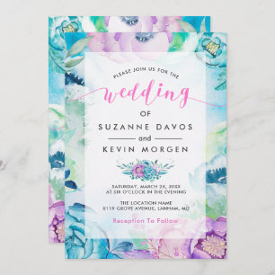 Boho Flowers & Modern WeddingTypography Invitation