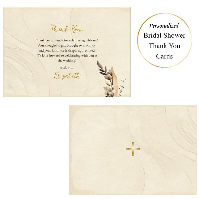 Boho Flowers Pampas Grass Othodox Bridal Shower    Thank You Card (Creator Uploaded)