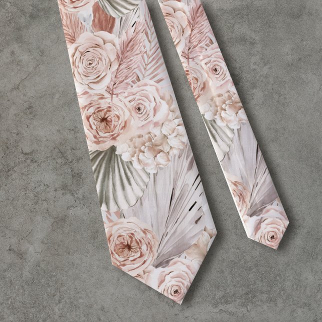boho flowers pampas grass tie (Creator Uploaded)