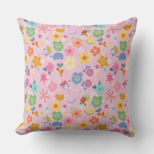 Boho Flowers Pattern B01.w LPink BG Cushion