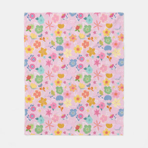 Boho Flowers Pattern B01.w LPink BG Fleece Blanket