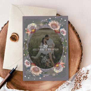 Boho Flowers Photo Save the Date Card