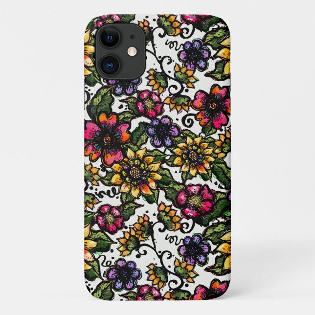 Boho Flowers | Pink and Yellow Floral Case-Mate iPhone Case (Back)