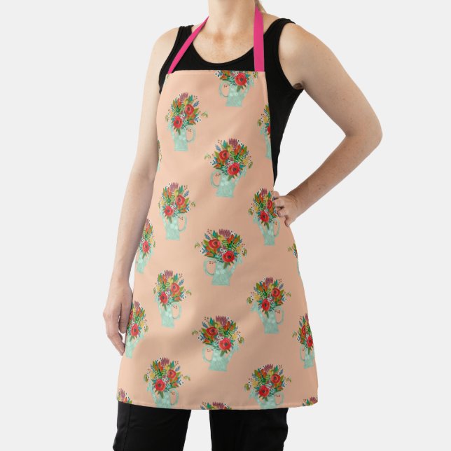 Boho Flowers pink pattern Apron (Insitu)